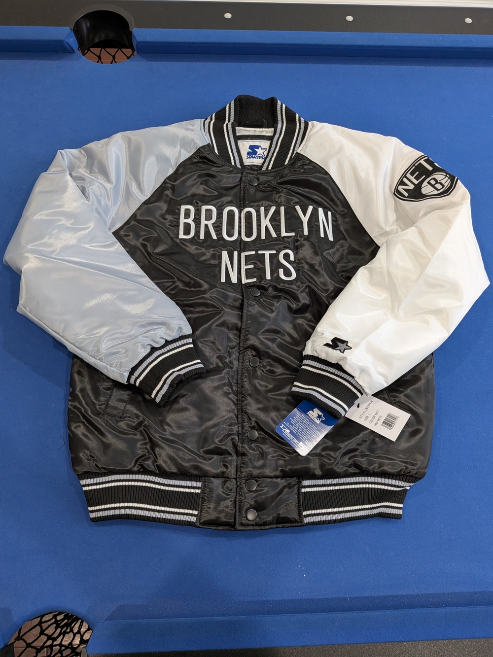 Large (16-18) Youth Starter Brooklyn Nets Varsity Satin Jacket NBA Kids